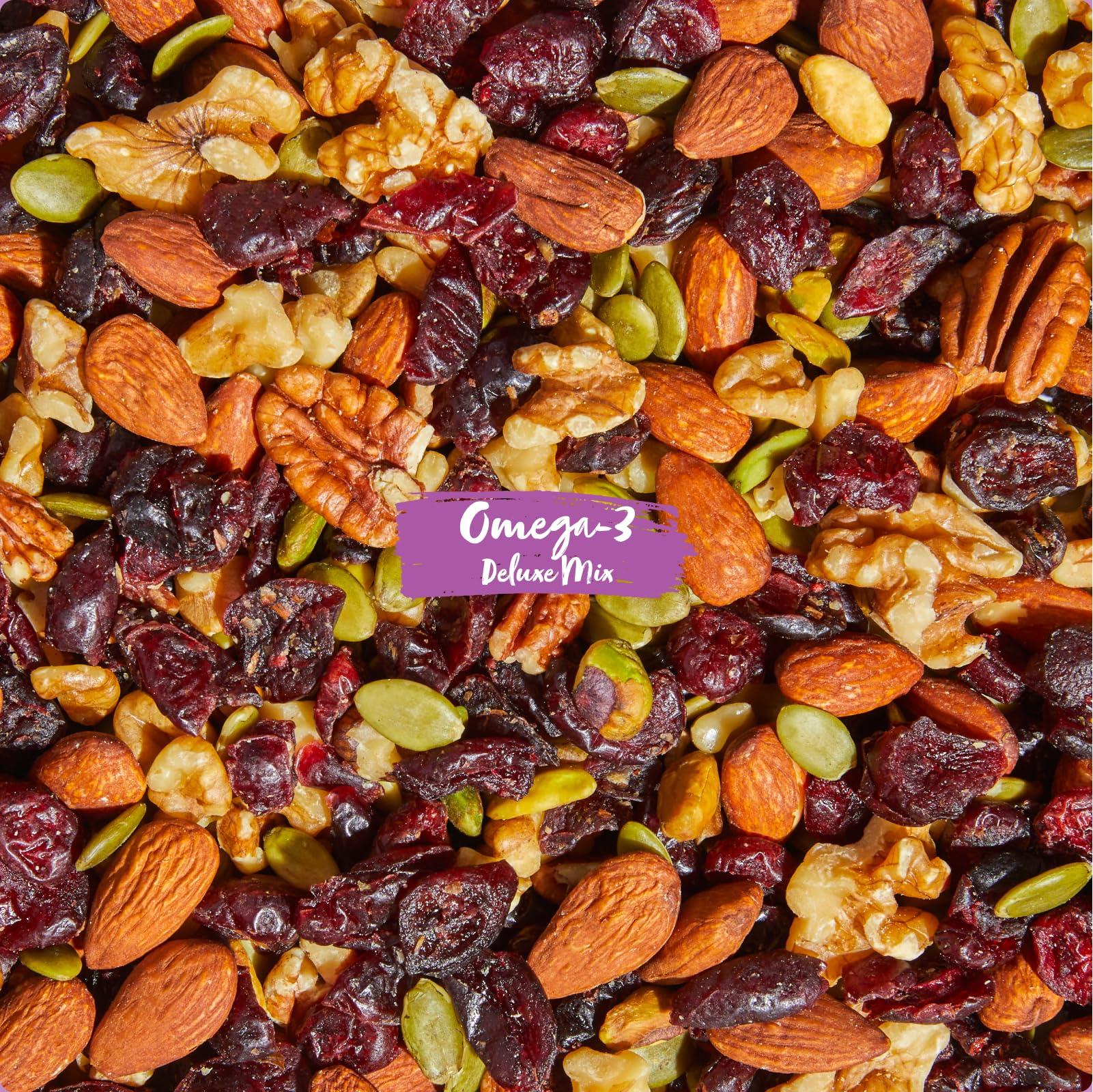 Nature's Garden Nature's Garden Omega 3 Deluxe Mix - Healthy Trail Mix, Power Up Mega Omega Trail Mix Nuts, Heart Healthy, Gluten Free, Cholesterol Free, Sodium Free, No Artificial Ingredients - 40 Oz Bag