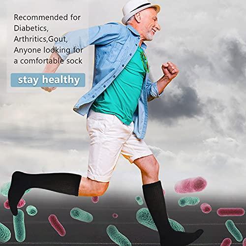 Athlemo Athlemo Diabetic Socks for Men & Women, No-Binding Knee High Socks 4 Pairs, Cushioned Sole & Seamless Toe, Soft Breathable Extra Wide Diabetic Socks