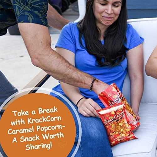 KrackCorn KrackCorn Caramel Popcorn. Award Winning Small Batch Caramel Corn Popcorn Unlike Anything You Have Tried Before! Caramel Flavored Popcorn for Movie Night or Game Night. Tasty Sweet and Salty Popcorn. Non GMO. Gluten Free Snacks. 1.25oz (Pack of 12)