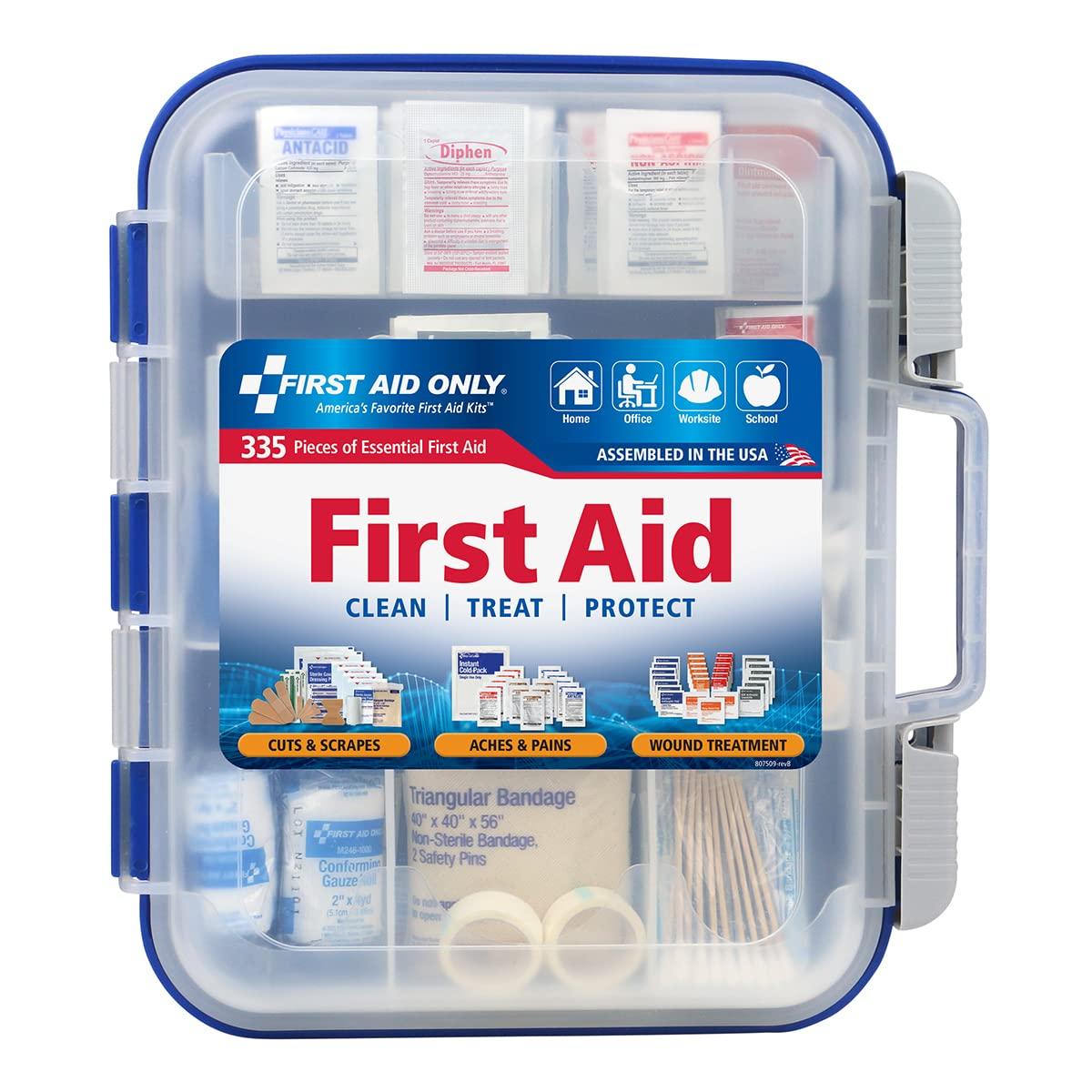 First Aid Only First Aid Only 91247 OSHA-Compliant First Aid Kit, All-Purpose 100-Person Emergency First Aid Kit for Business, Worksite, Home, and Car, 335 Pieces