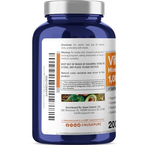 NusaPure NusaPure Vitamin E 1000 IU 200 Tablets (Non-GMO, Gluten-Free) - Mixed Tocopherols