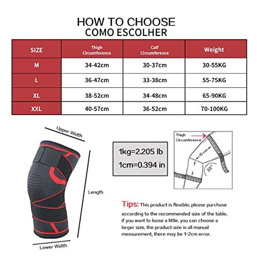 Freeior Freeior Sports Knee Pad Fitness Gear Adjustable Knee Support Braces for Men and Women (M, A-red)