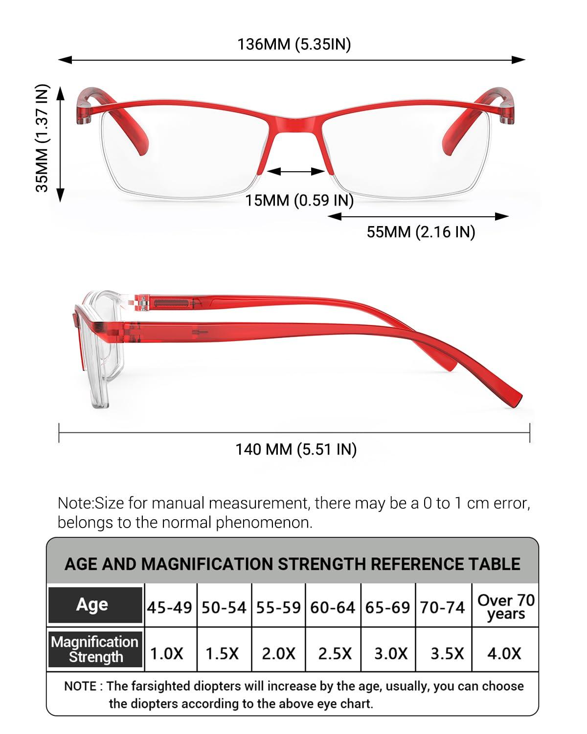 LUFF LUFF 4Pcs Anti-Blue-ray Reading Glasses Portable Ultra-Light Readers(2.50X)