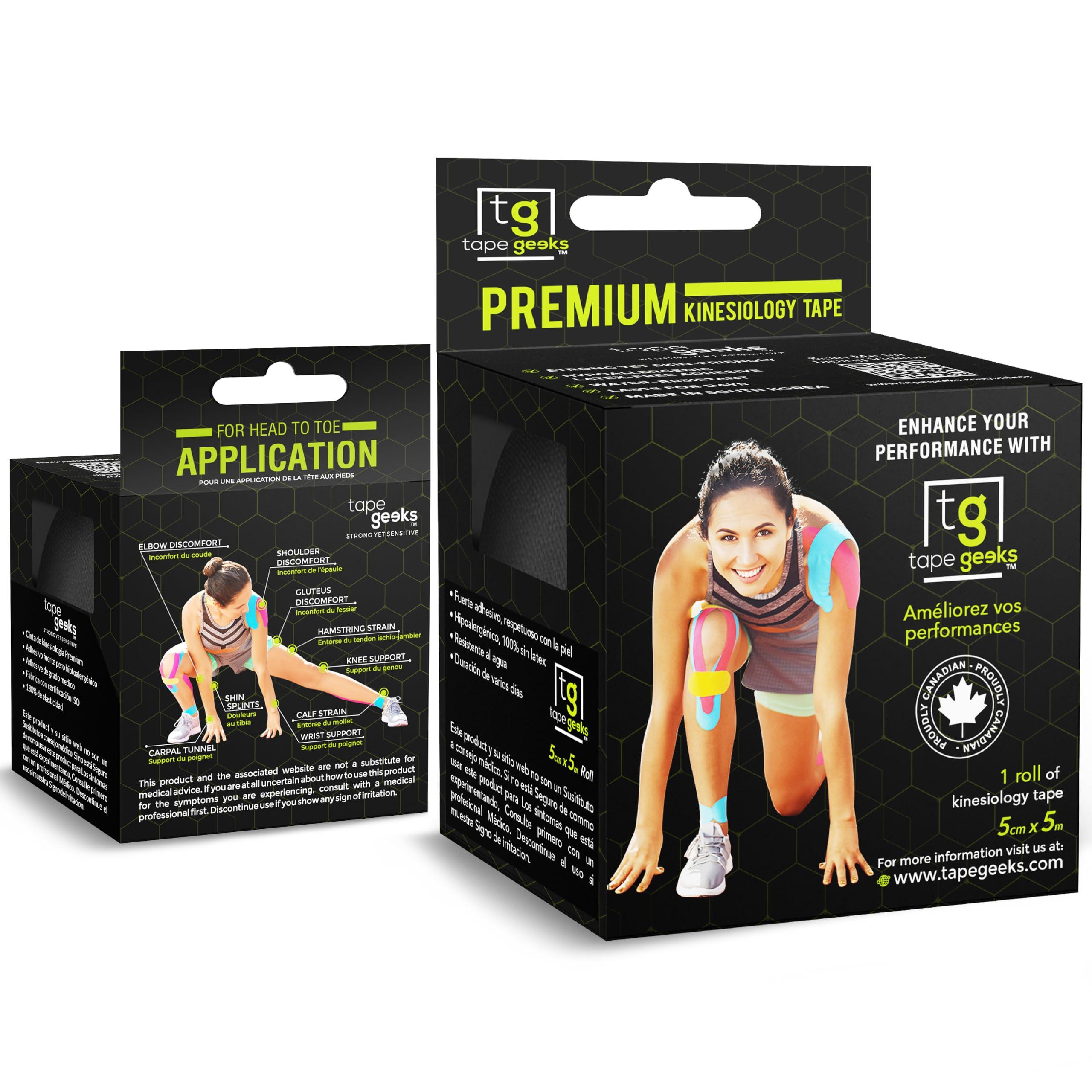 TapeGeeks TapeGeeks Kinesiology Tape Purple Tape - Hypoallergenic Sports Tape Athletic, Exercise Tape, Body Tape for Skin, Weight Lifting Tape, Wrist Pain Relief, Running Tape, Gym Tape, Volleyball Tape