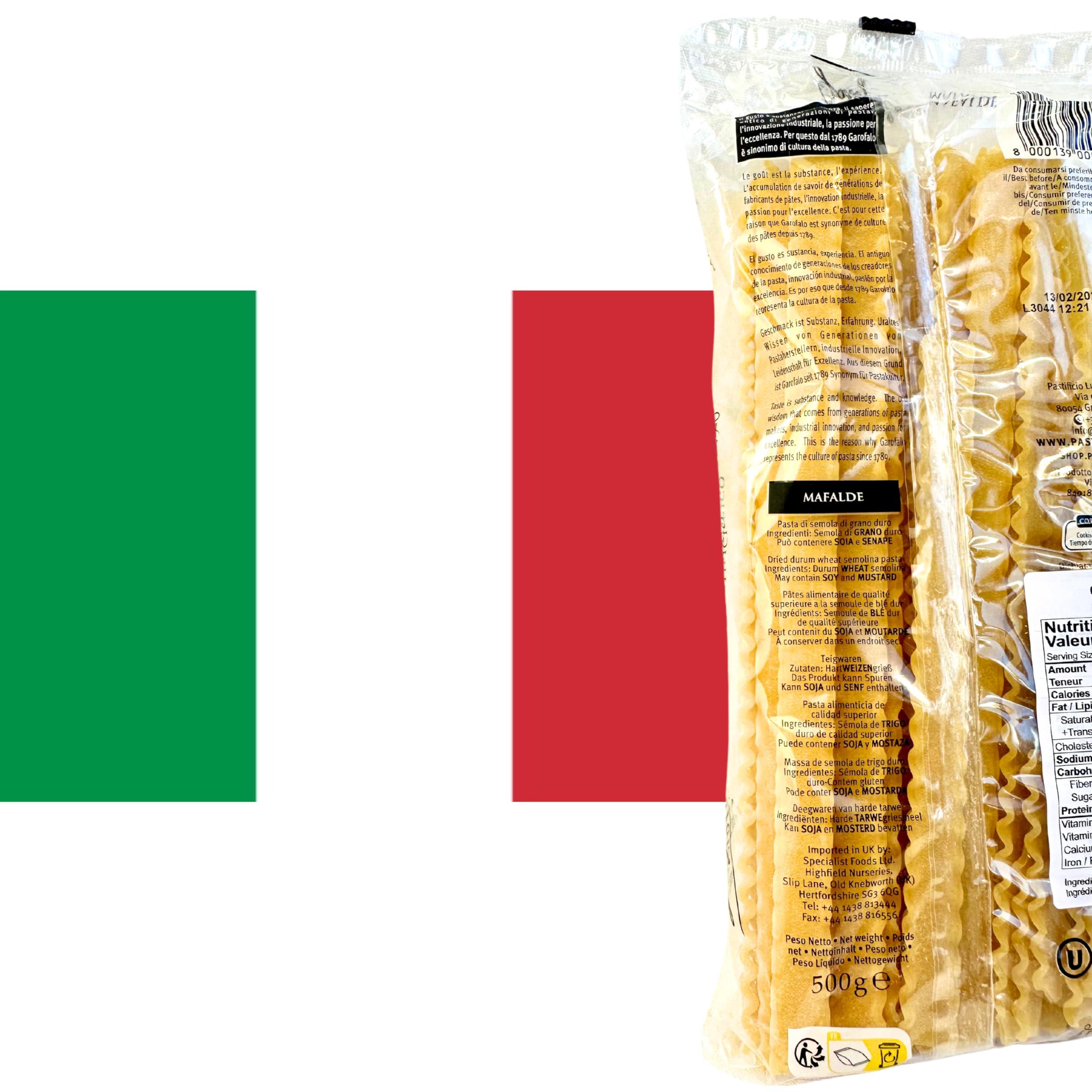 GAROFALO Garofalo Mafalda Pasta from Italy 1.1 lb. (500g) Mafaldine - Reginette Pasta - Similar to Fettuccine - Pappardelle - Tagliatelle - Ribbons - Mafalda Corta - Gragnano - Bronze Cut