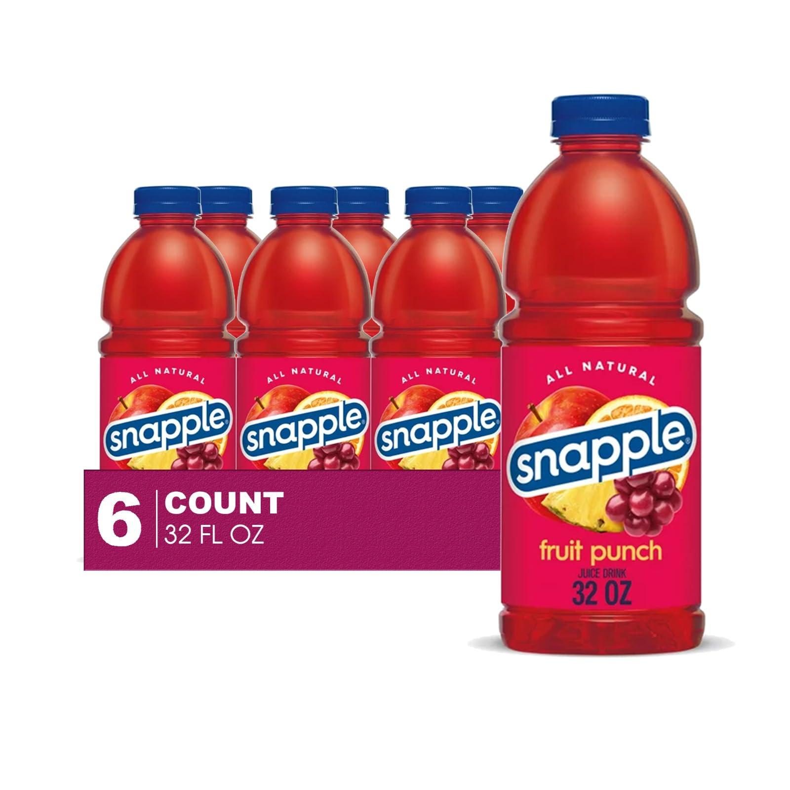 Snapple Snapple 6-Pack of Fruit Punch All Natural Iced Tea Gluten Free 32 fl oz 100% Recycled Plastic Bottle