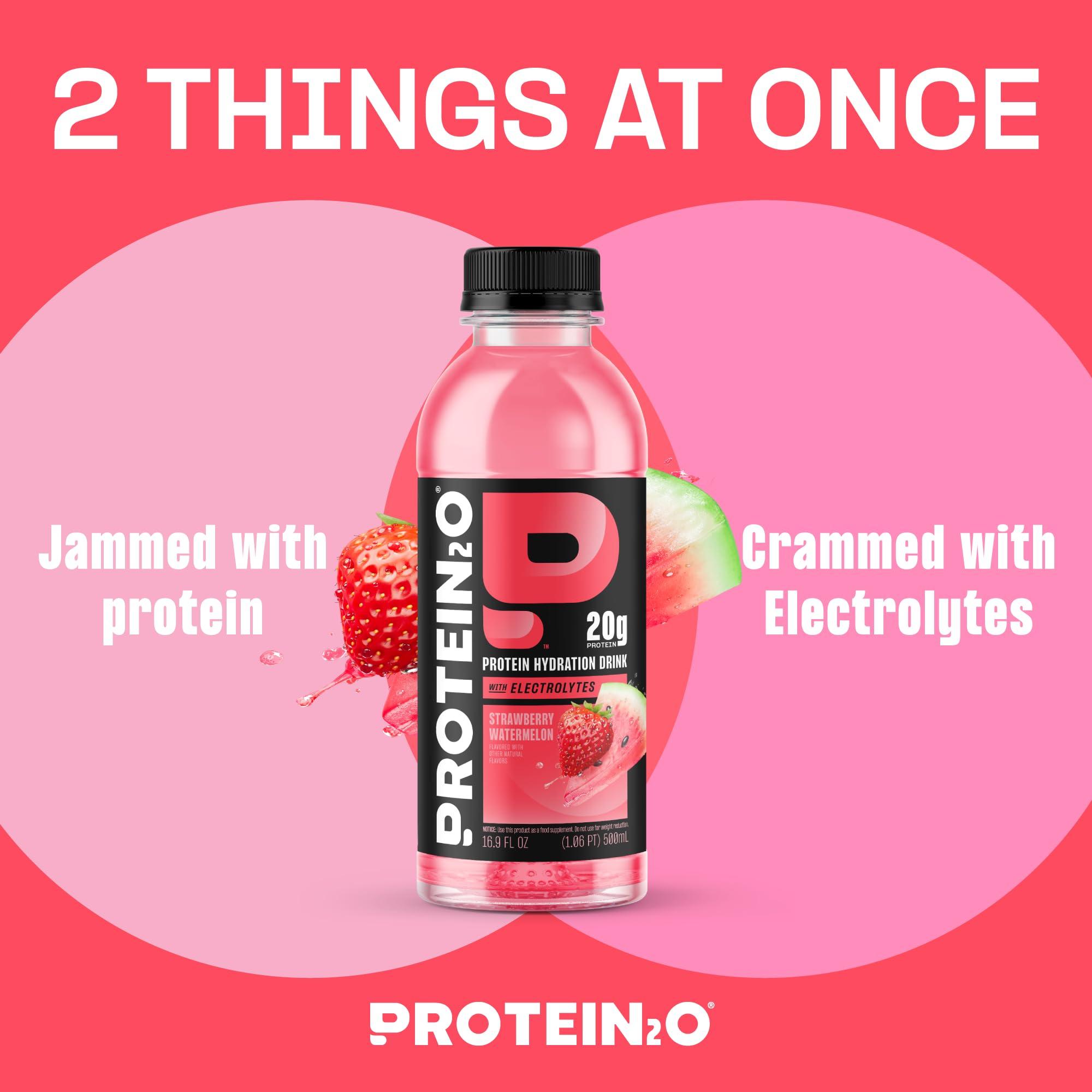 Protein2o Protein2o 20 g Whey Protein Infused Water Plus Electrolytes, Strawberry Watermelon, 16.9 Fl Oz, Pack of 12