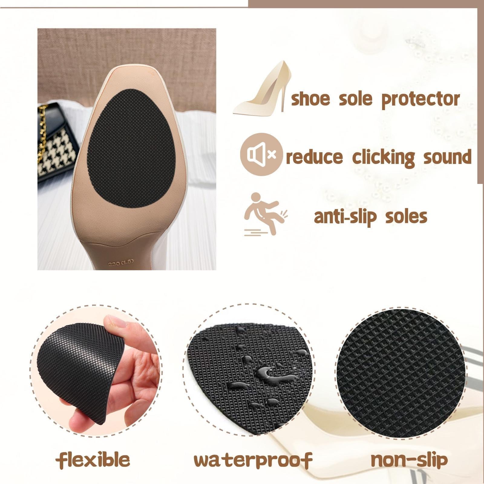 EACOZY Non-Slip Shoe Pads, Shoe Sole Protectors for Bottom of Shoes, 6PCS Anti-Slip Soles for Shoes, Self-Adhesive, Black