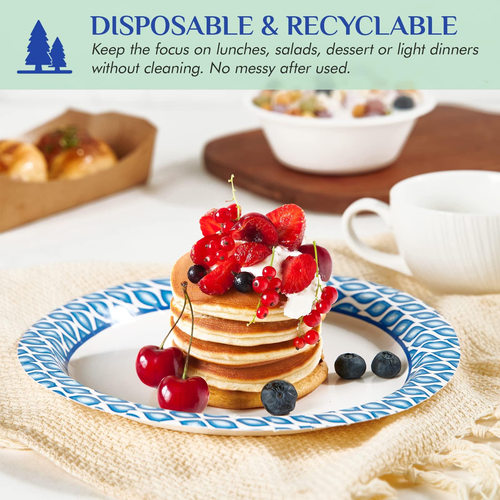 MUCHII MUCHII Paper Plates 10 Inch, 150 Counts & 20 Oz Paper Bowls 180 Counts for Breakfast, Lunch, and Dinner Meals