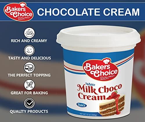 Baker\'s Choice Dairy White Chocolate Spread and Topping, 12 oz. White Chocolate Pastry Filling & Cake Filling - Creamy Topping for Cakes, Desserts, Ice Cream, Pie Filling, Dairy, Kosher - By Bakers Choice