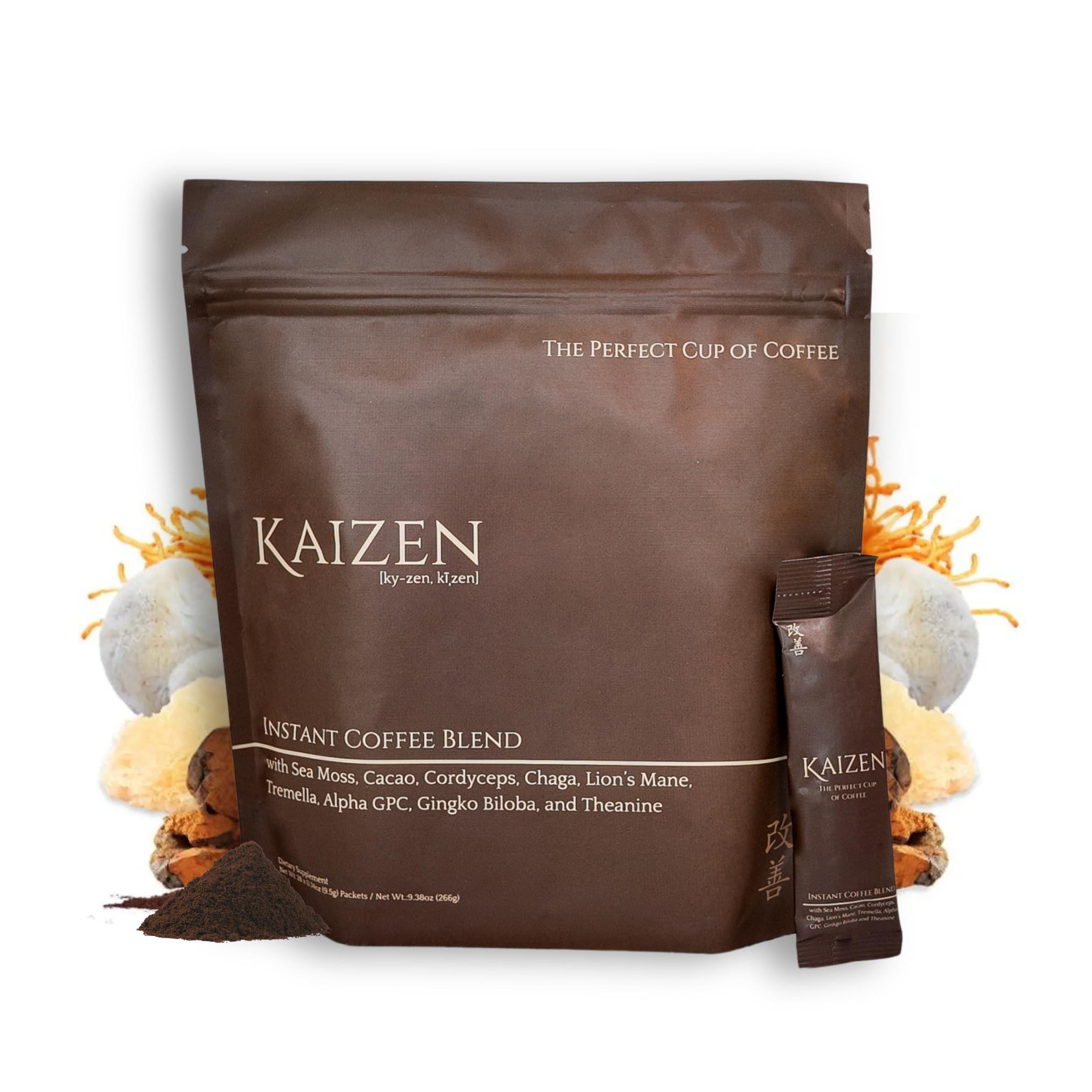 Kaizen Kaizen Coffee - Premium Mushroom Nootropic Blend With Irish Sea Moss, Coffee, Mushrooms, Cacao, Theanine - Performance, Clarity, Energy, Wellness - Clean Caffeine - Adaptogenic Instant Powder - 12.7oz