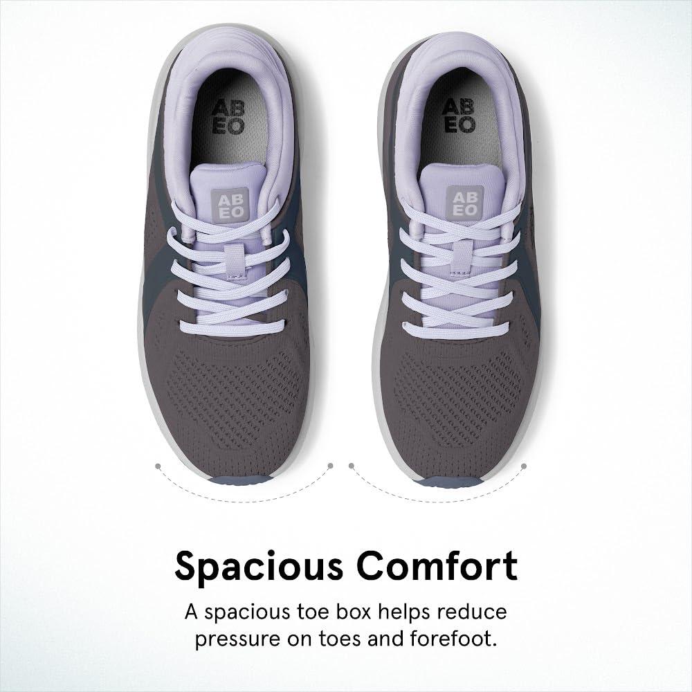 ABEO ABEO MXV Shift Womens Metatarsal Footbed Walking Shoes | Orthopedic Shoes for Women | Ball of Foot Pain Relief | Metatarsalgia Shoes Grey Lilac Knit 7 Medium