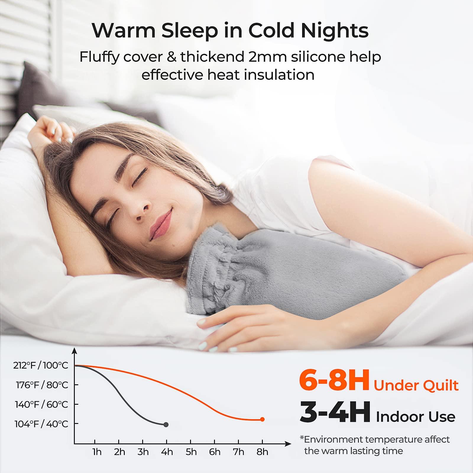 MEETRUE Microwaveable Hot Water Bottle with Cover(1 Liter), MEETRUE Innovative BPA-Free Silicone Hot Water Bottle Hot Water Bag for Pain Relief, Hot & Cold Therapies-Winter Gift for Women Children Elderly