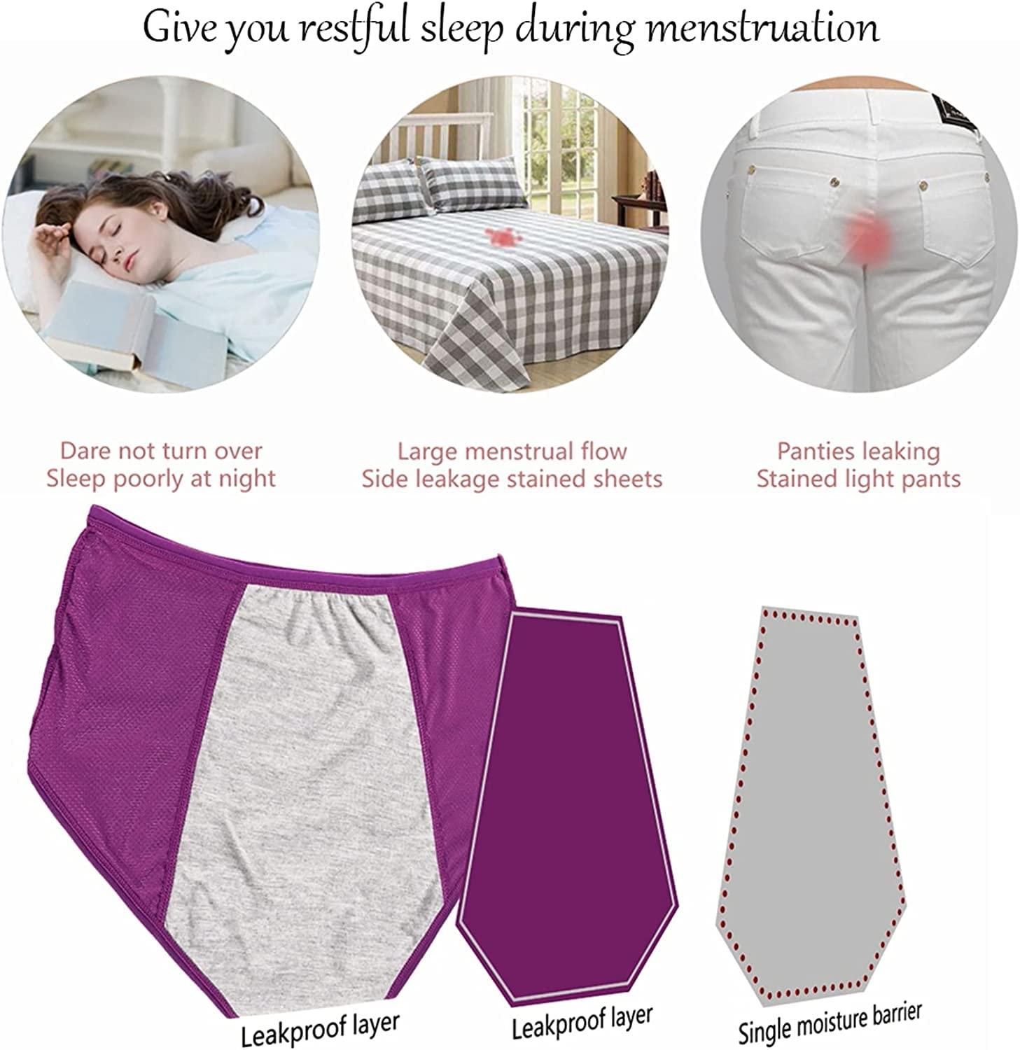 DACUN DACUN Daily Wearing Safety Certification Plus Size Women\'s Period Panties Cotton 3 Layer Leak Proof Menstrual Underwear Supersoft (Color : Multicolor B, Size : 4XL-4XLarge)