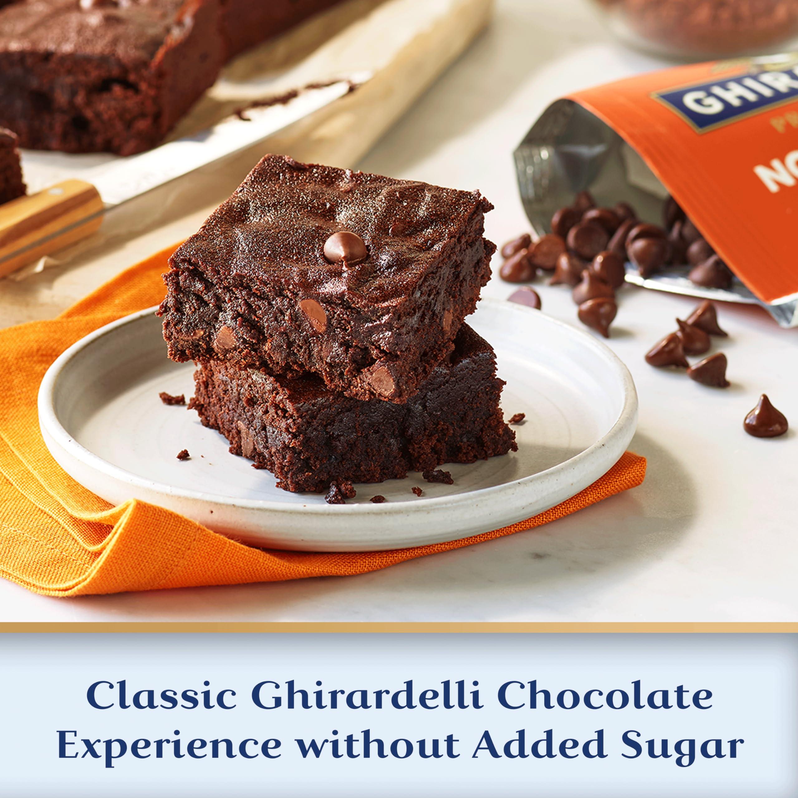 Ghirardelli Chocolate Company GHIRARDELLI No Sugar Added Dark Chocolate Chips for Baking, Premium Baking Chips, 8 OZ Bag
