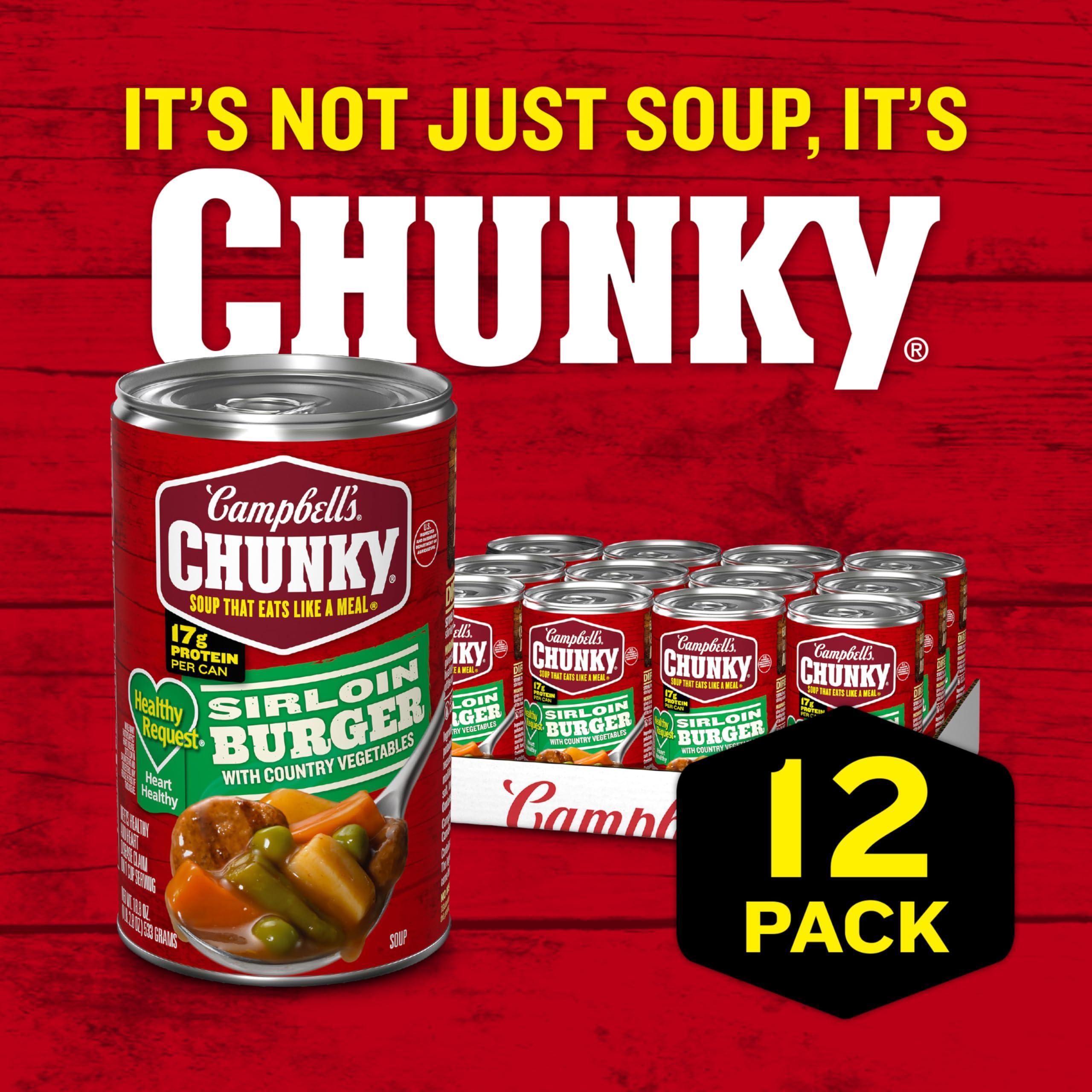Campbell\'s Campbells Chunky Healthy Request Soup, Sirloin Burger With Country Vegetable Beef Soup, 18.8 Ounce Can (Case Of 12)
