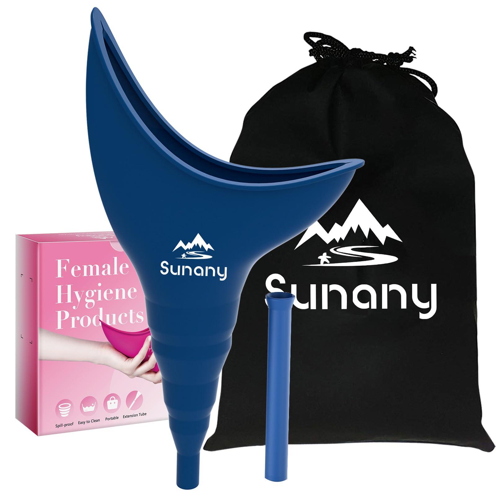 Sunany Sunany Female Urinal, Female Urinal with Silicone Funnel, Portable for Standing Female, Reusable Urinal for Female Toilet, for Outdoor, Activities, Camping, Travel (Blue)