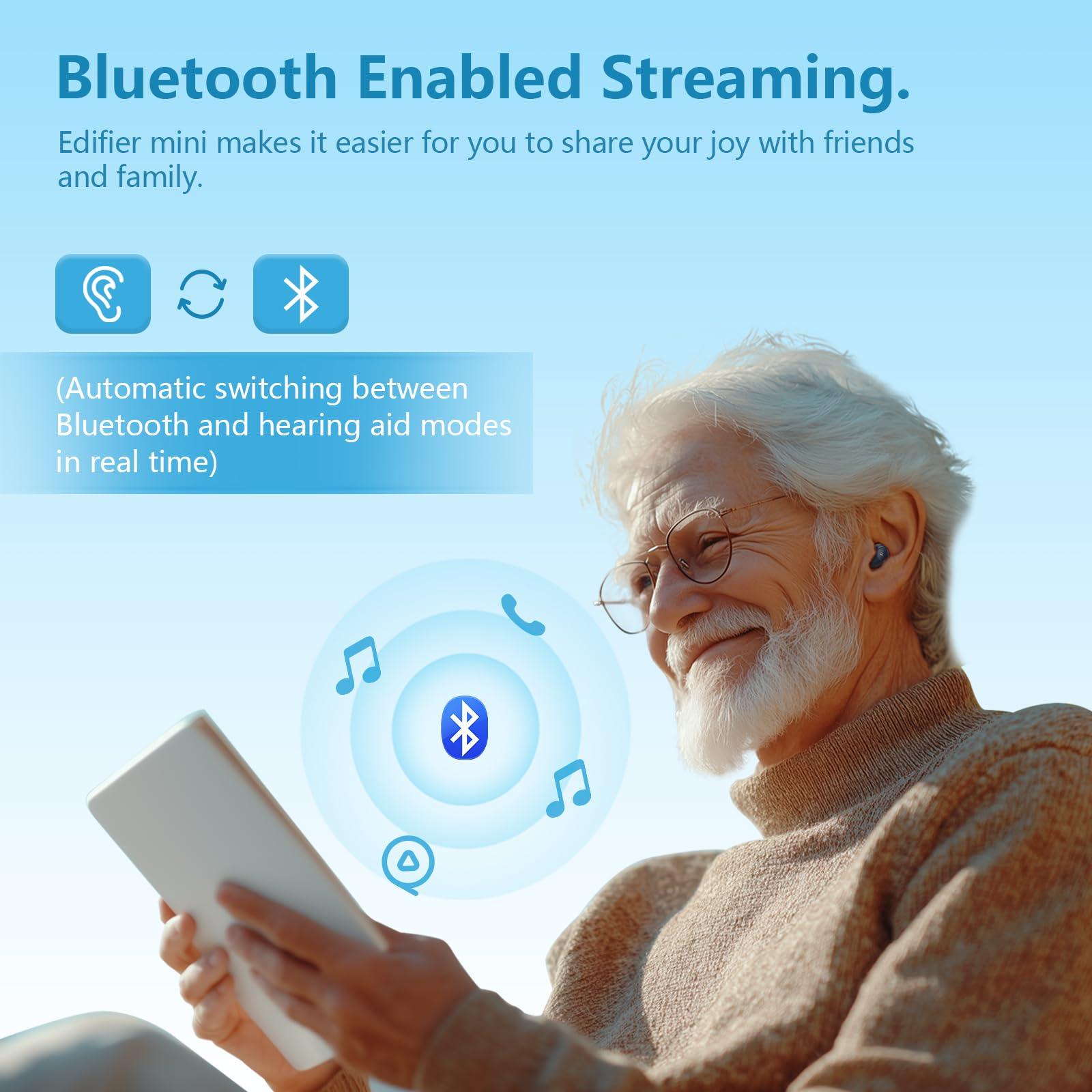 Edifier Edifier Mini Hearing Aids, Bluetooth Hearing Aids for Seniors, Rechargeable OTC Smart Hearing Aid with Noise Cancellation, Comfortable Fit and Nearly Invisible, App Control, Superior Sound Quality
