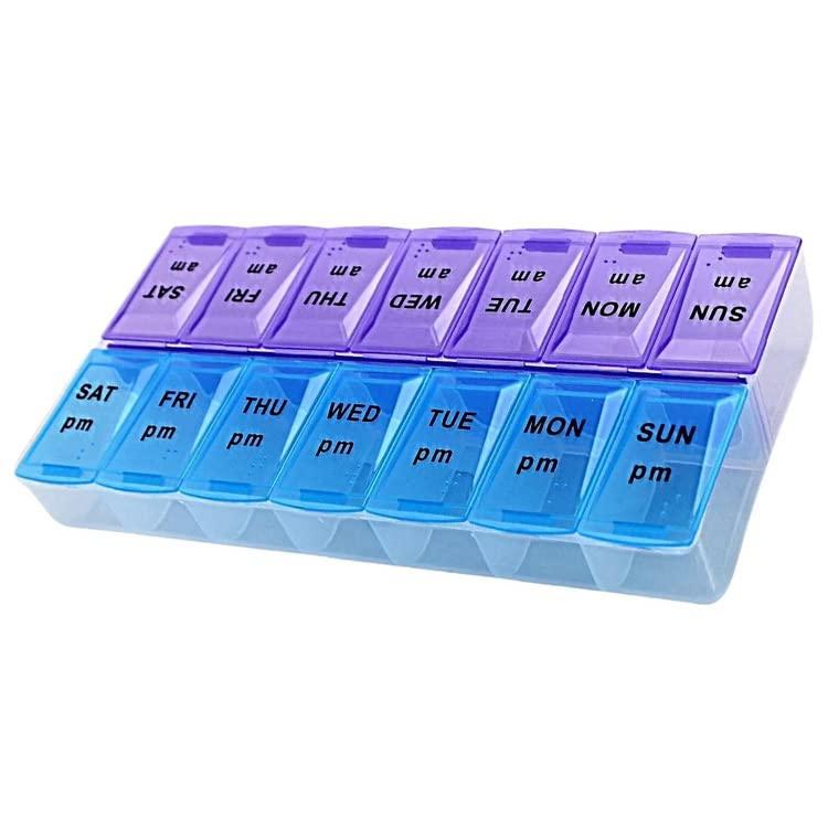 GREIGHT BRAND PRODUCTS XL Pill Organizer - 7 Day Weekly Pill Box AM PM - Twice a Day - 9\" x 4.75\" Extra Large Size Pill Case for Medicines, Vitamins, Supplements -