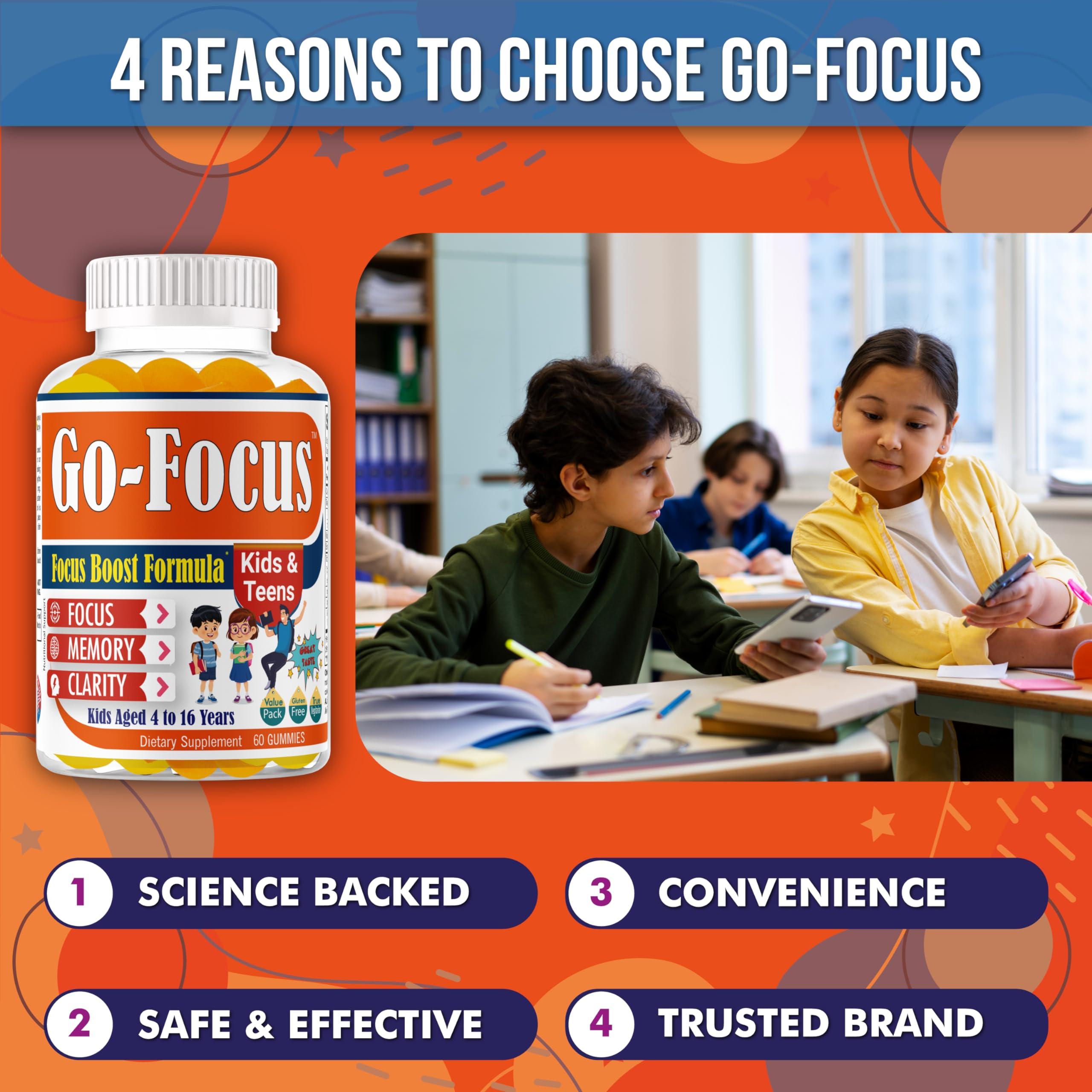 BrightKids BrightKids Brain Supplements for Memory and Focus, Omega 3 & DHA Focus Gummies for Kids, Memory Booster Focus Supplement for Kids & Teens- Low-Sugar, Natural Fruit Flavor 60 Gummies