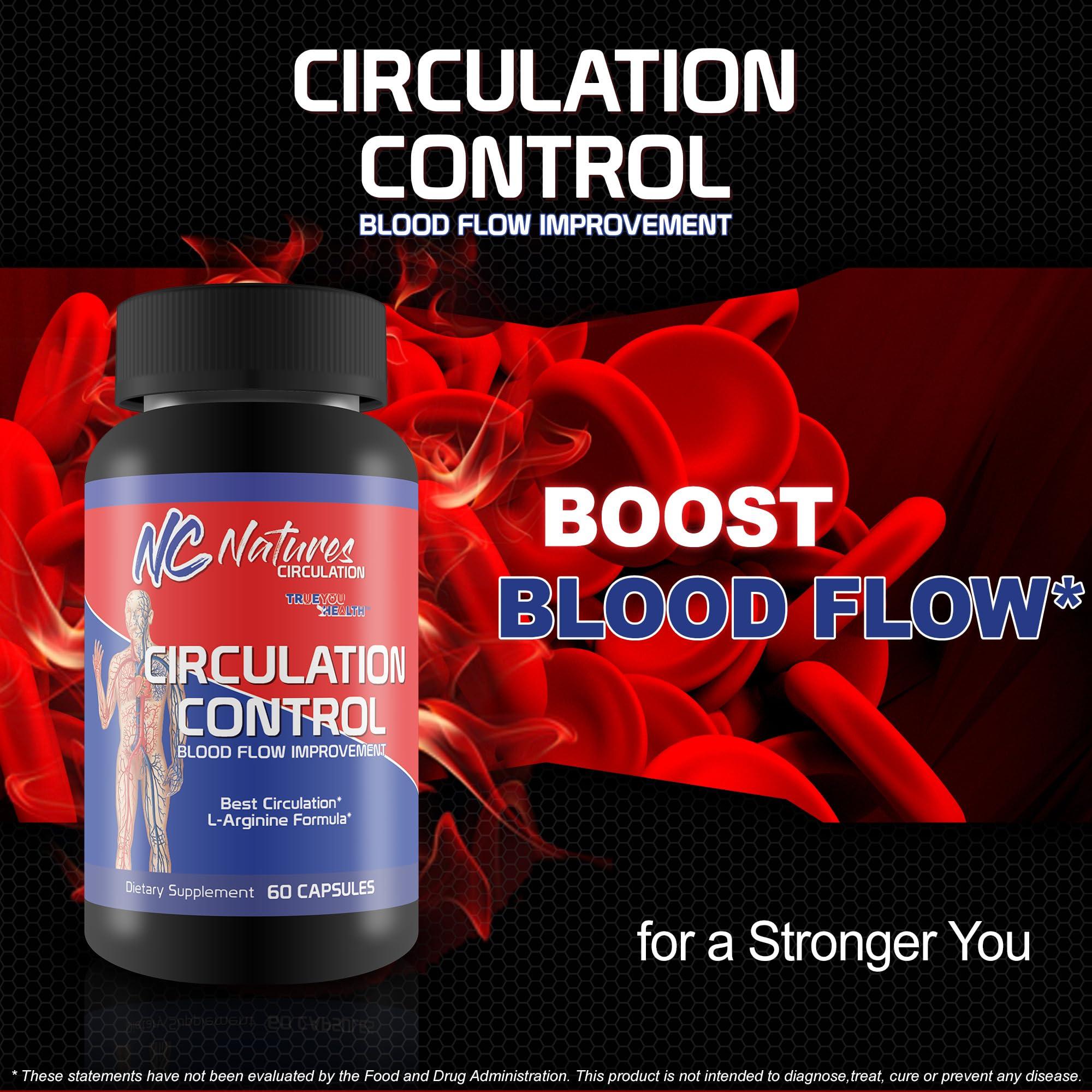 Natures Circulation Circulation Control - Blood Flow Improvement - Body & Leg Circulation Supplements - Blood Circulation Supplement - L-Arginine Formula for A Circulation Boost - Poor Circulation Supplements