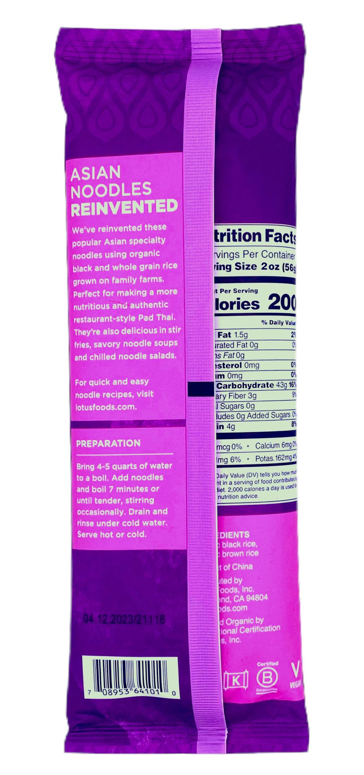 Lotus Foods Lotus Foods Organic Forbidden Rice Pad Thai Noodles - Asian Style Noodles for Pho or Stir Fry, Gluten Free, Vegan, Whole Grain, Non GMO, Serve Hot or Cold - 8 Oz (Pack of 8)