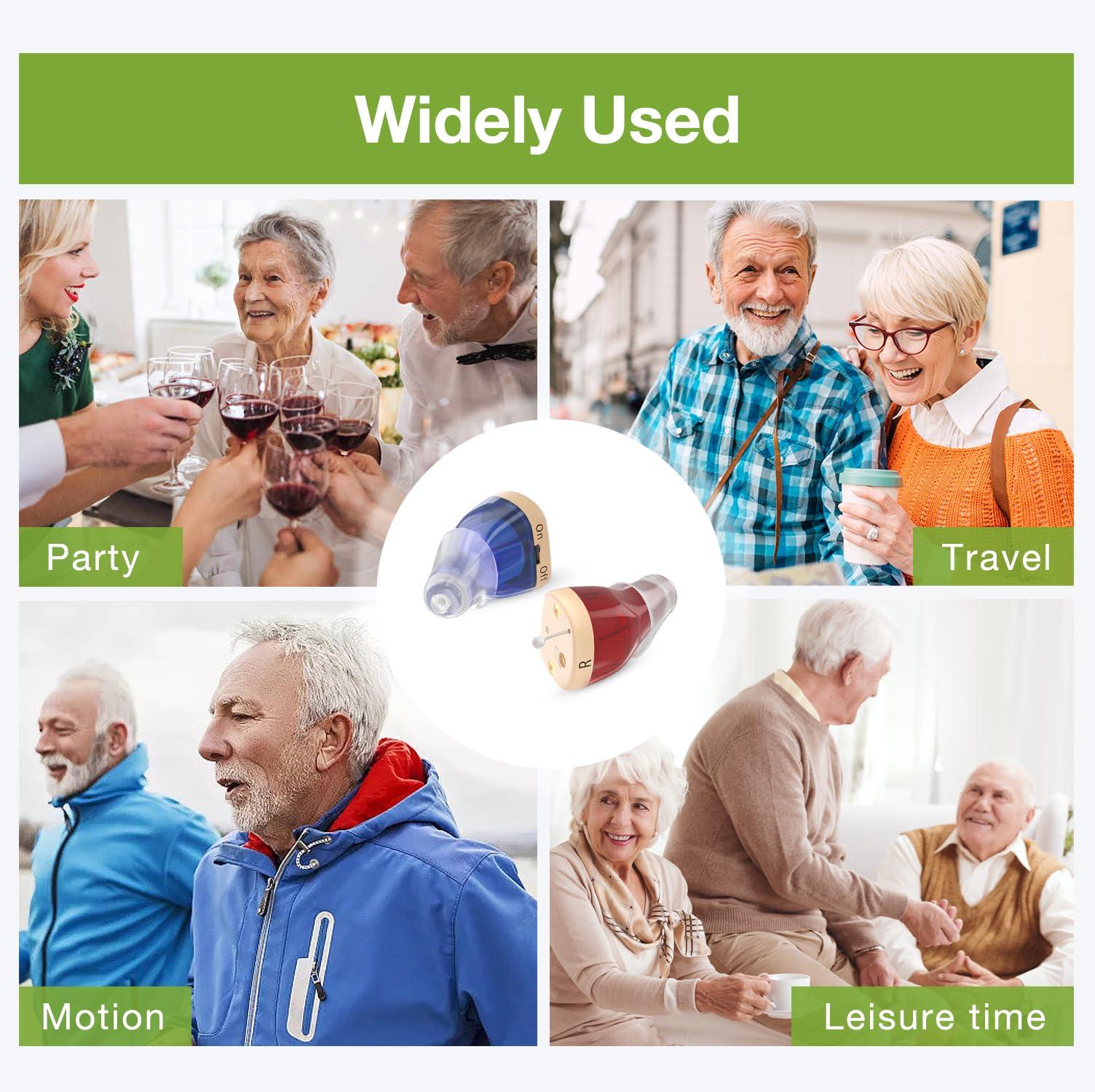 BEVI BEVI Rechargeable Hearing Aids for Adults Seniors, OTC Hearing Aids for Adults Seniors Rechargeable with Noise Cancelling, Invisible Hearing Aid Red Blue