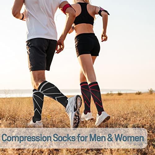 Keskale Keskale Compression Socks for Men & Women 20-30 mmHg Knee High (2 Pairs) - Best Support for Medical, Athletic, Sports, Travel, Running (Black/Gray, L/XL)