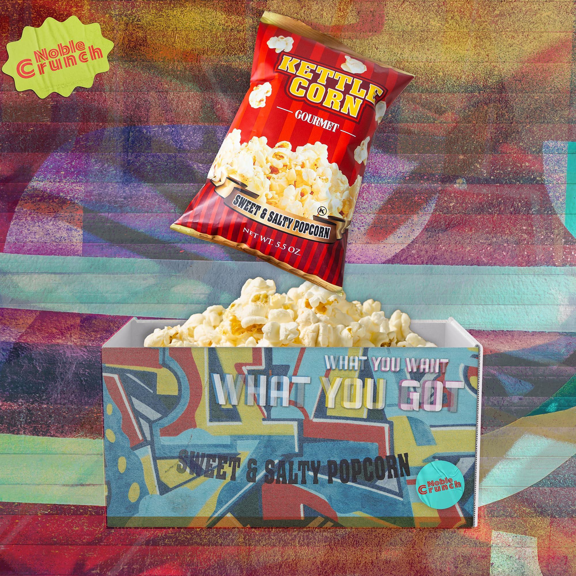 Noble Crunch Dots Cinnamon Sugar Pretzel Twists (1, 16oz bag) - Sweet and Salty Butter Kettle Popcorn (1, 5oz bag) - Gourmet Snack Bundle - 2 Items Total