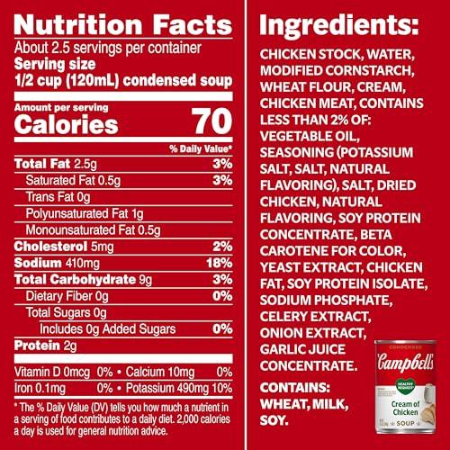 Campbell\'s Campbell\'s Condensed Healthy Request Cream of Chicken Soup, 10.5 Ounce Can (Pack of 4)