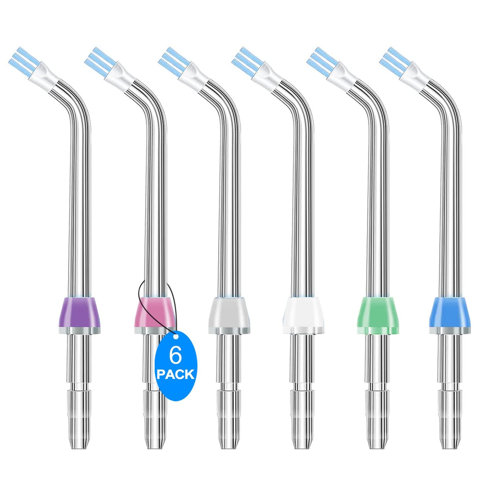 IIYL Flosser Replacement Tips for Waterpik Water Flosser,Plaque Seeker Replacement Tips Compatible with Waterpik Water Flossers and Other Brand Oral Irrigators, Plaque Remove Brisles Tips(6-Pack)
