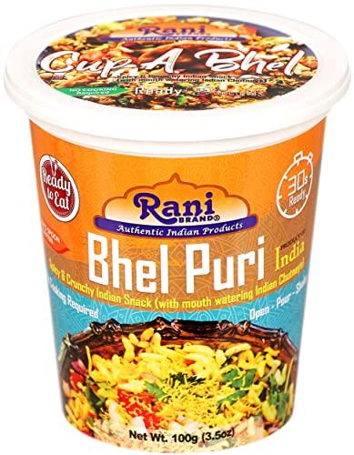 Rani Brand Authentic Indian Products Rani Bhel Puri Cups 5 Flavors-in-1 Set (Regular, Roasty, Mango, Schezuan, Pudina) 3.5oz (100g), Pack of 5 ~ Spicy & Crunchy Indian Snack | Ready to Eat | Vegan | NON-GMO | Indian Origin