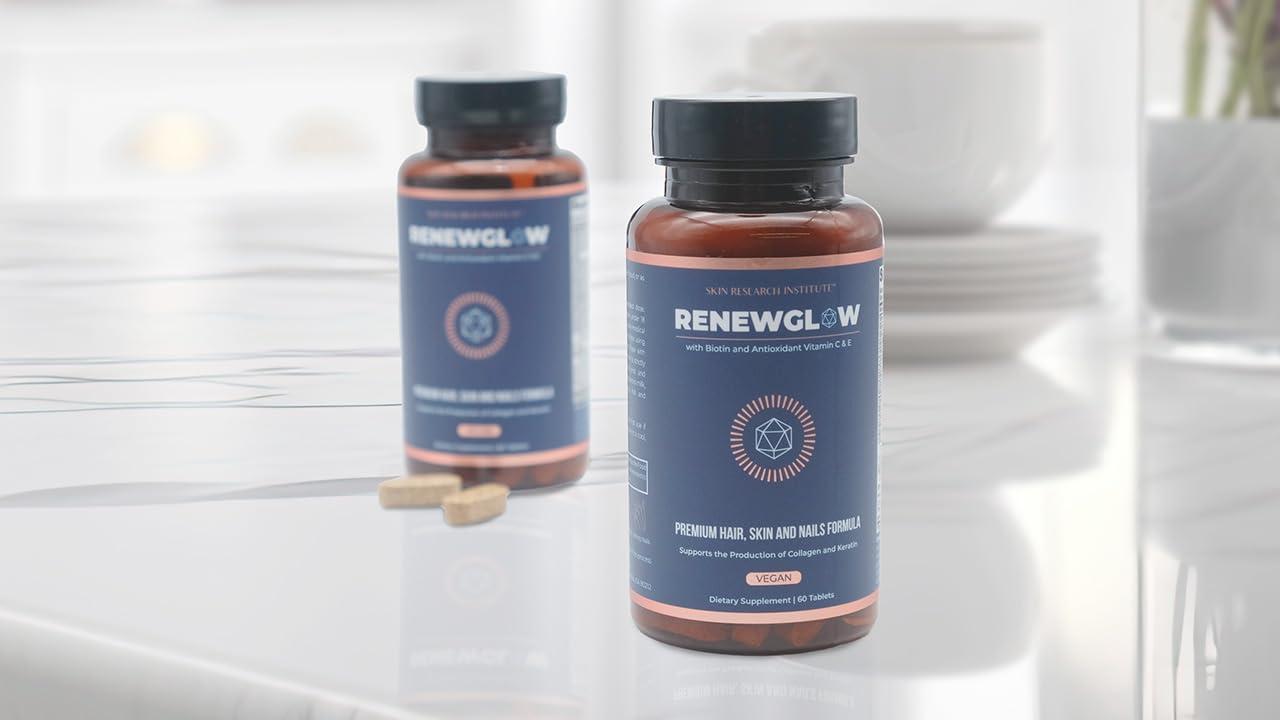 Skin Research Institute Skin Research Institute Renewglow Biotin Supplement - Vegan Friendly - Healthy Skin, Nail, and Hair 3 Pack