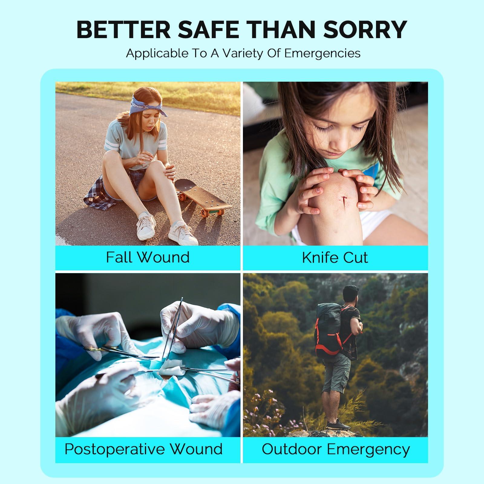 Greetmed Greetmed Zip Stitch Sutures Butterfly Bandaids 4 Pcs Zip Stitches for Wounds Care Laceration Closure Kit Zipstitch Bandages Quick Clot Emergency Zipstitch Wound Closure Device