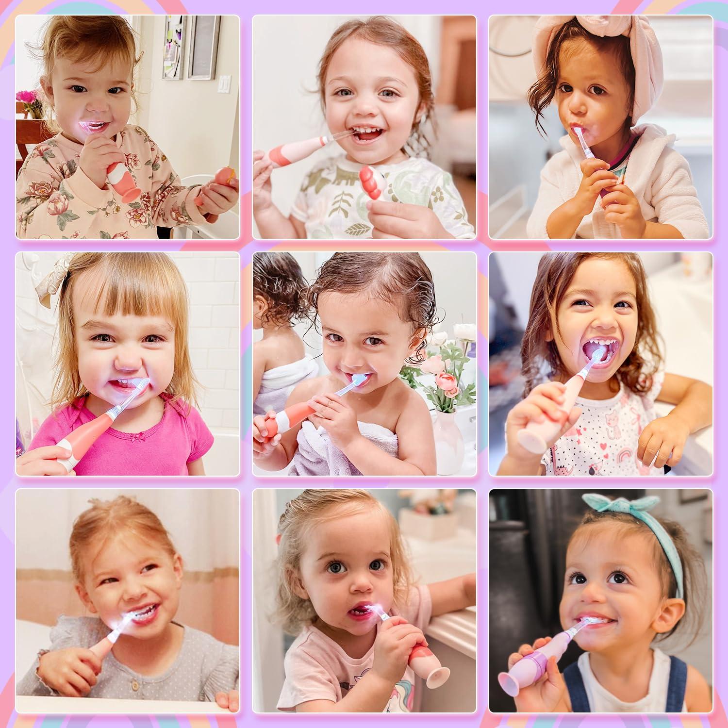 Papablic Papablic Toddler Sonic Electric Toothbrush for Ages 1-3 Years, Baby Electric Toothbrush with Cute Unicorn Cover and Smart LED Timer, 4 Brush Heads (Arya)