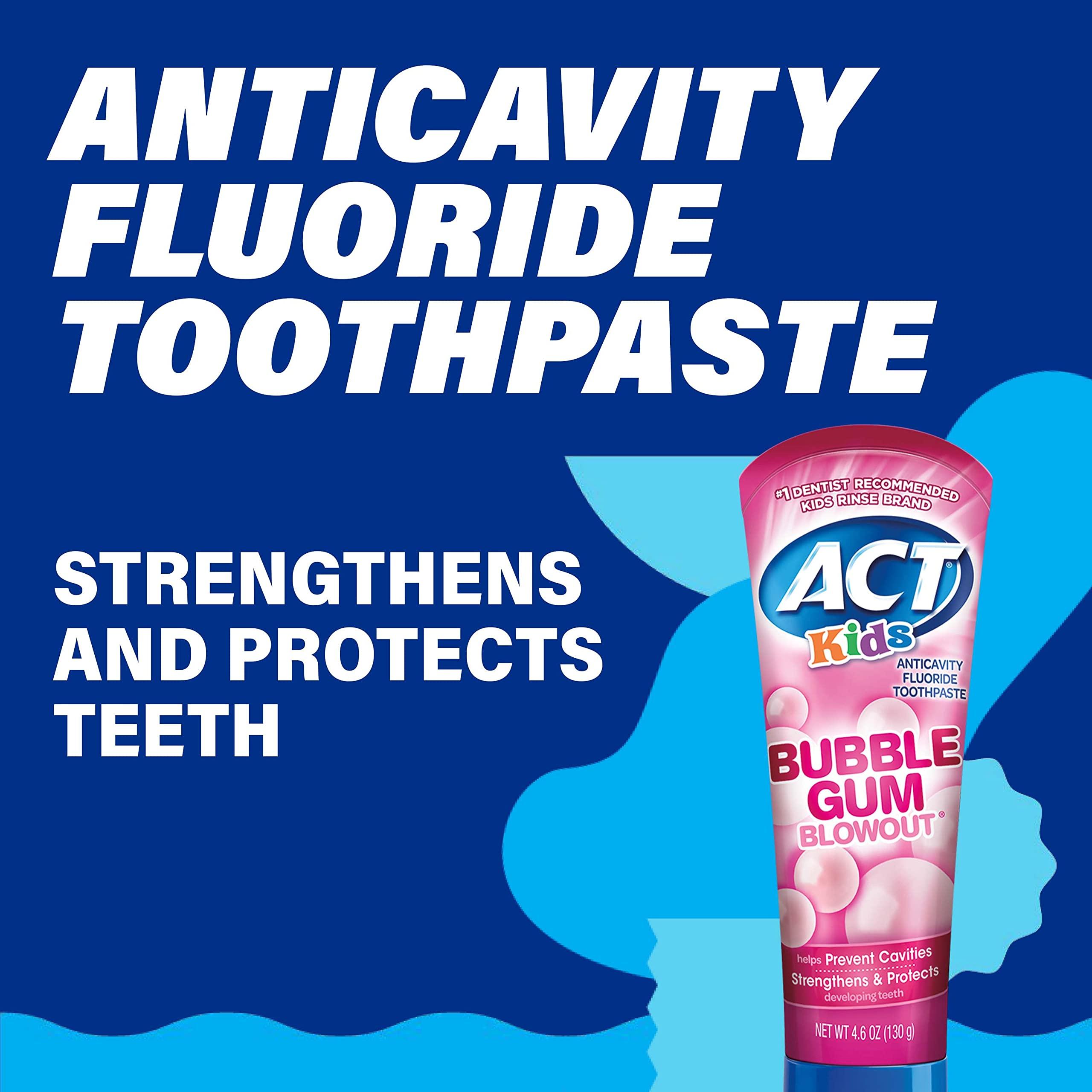 ACT ACT Kids Anticavity Fluoride Toothpaste 4.6 oz. Bubble Gum Blowout (Pack of 2)