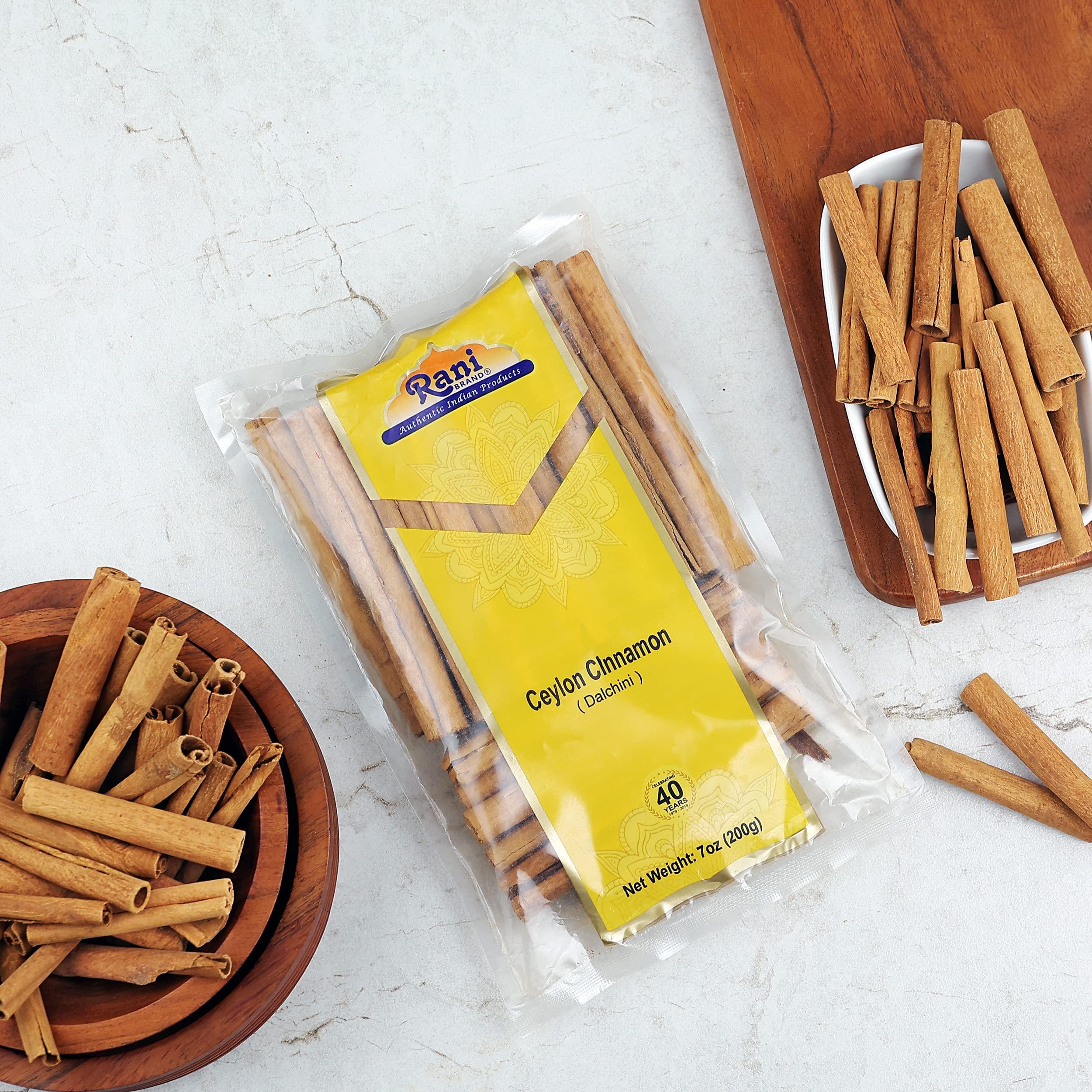 Rani Brand Authentic Indian Products Rani Ceylon Cinnamon Sticks 7oz (200g) ~ 20-24 Sticks 5 Inches in Length, True Ceylon Cinnamon (Not Cassia) ~ All Natural | Vegan | No Colors | Gluten Friendly | NON-GMO | Kosher | Product of Vietnam