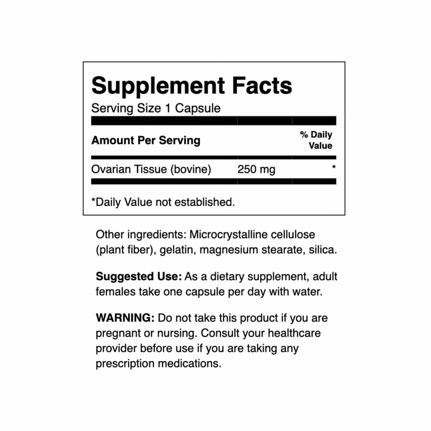 Swanson Swanson Ovarian Glandular Supplement - Women\'s Glandular Health and Balance Support - Premium Bovine Tissue - 60 Capsules, 250mg Each (2 Pack)