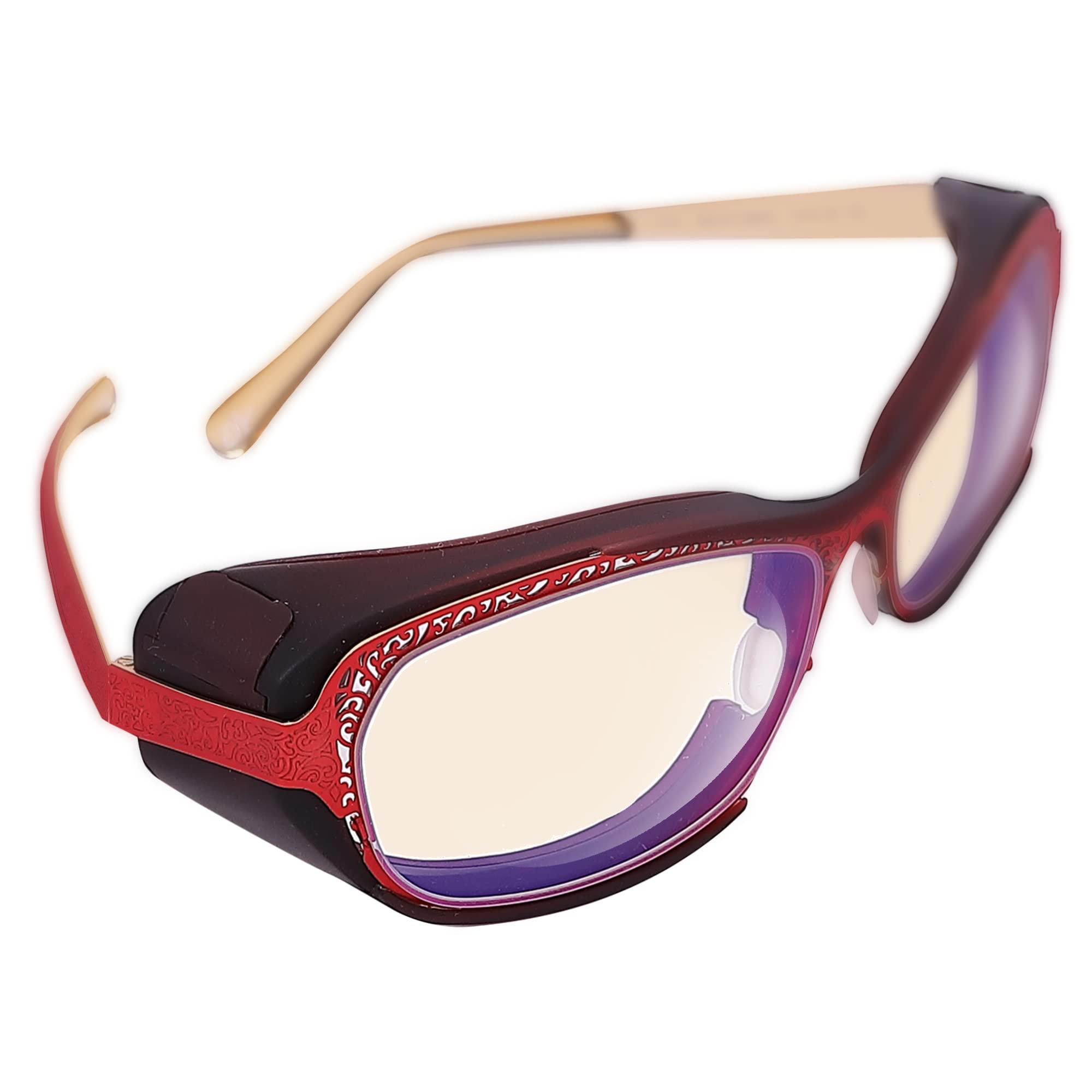 Yourga Yourga Moisture Chamber Glasses for Dry Eyes, Blue Light Blocking, Moisture Chamber Goggles with Stainless Steel Frame, Anti-Pollen, Aviod Allergens, Indoor or Outdoor for Men/Women(Red)