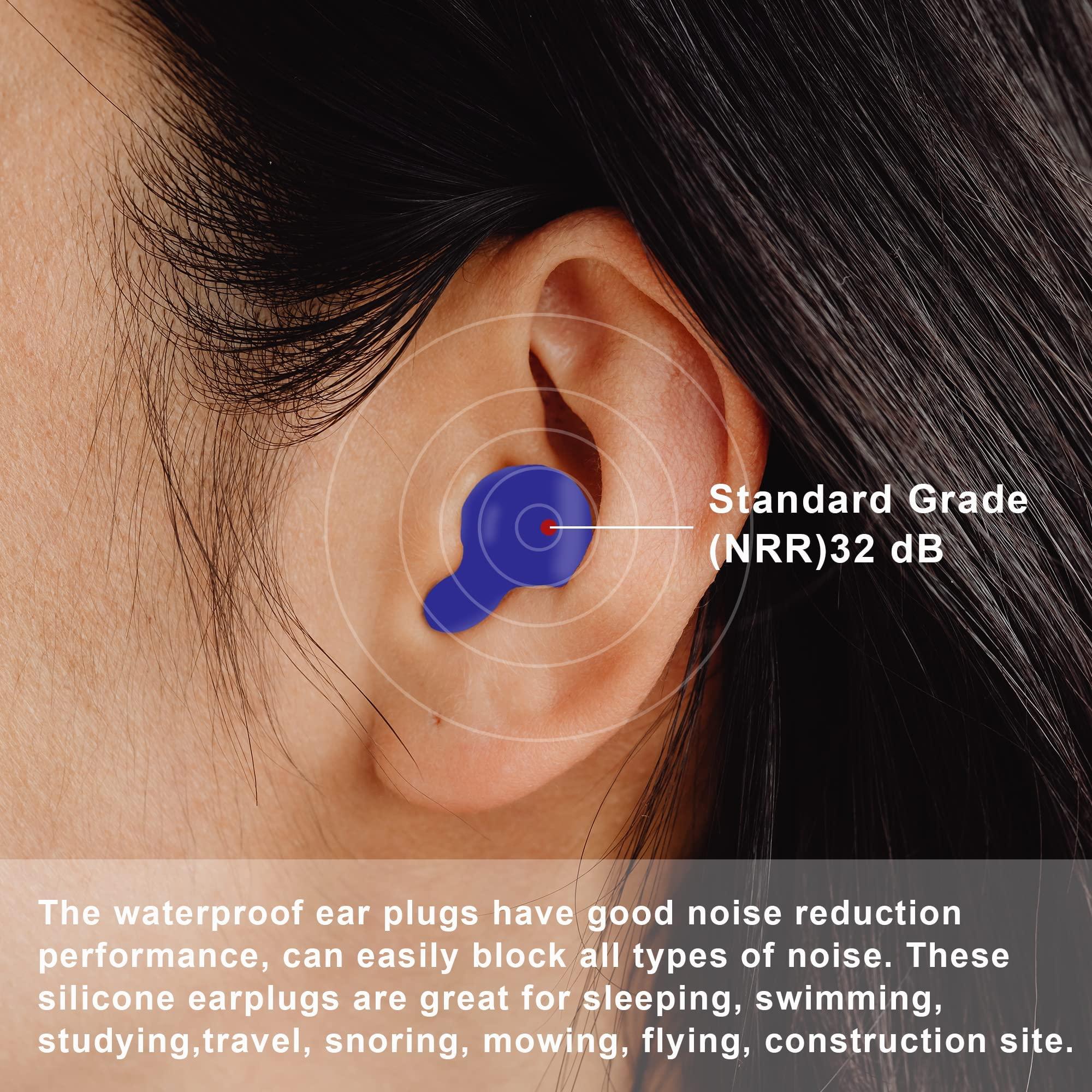 EXGOX EXGOX 7 Pairs Silicone Ear Plugs for Sleeping Noise Cancelling Reusable Moldable Wax Earplugs for Swimming, Work, Airplane, SNR27dB(Dark Blue)