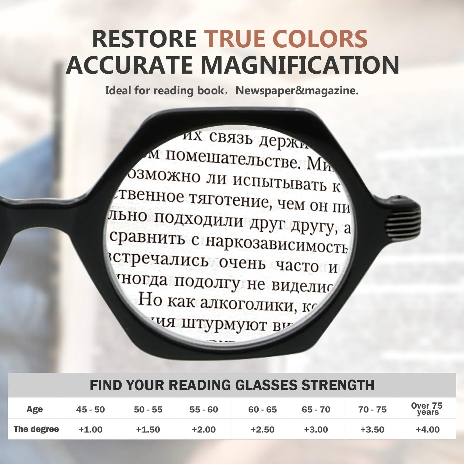 Eyekepper Eyekepper 4-Pack Round Full Coverage Ultrathin Flex Frame Reading Glasses Readers Amber Frame Black Arms+2.75