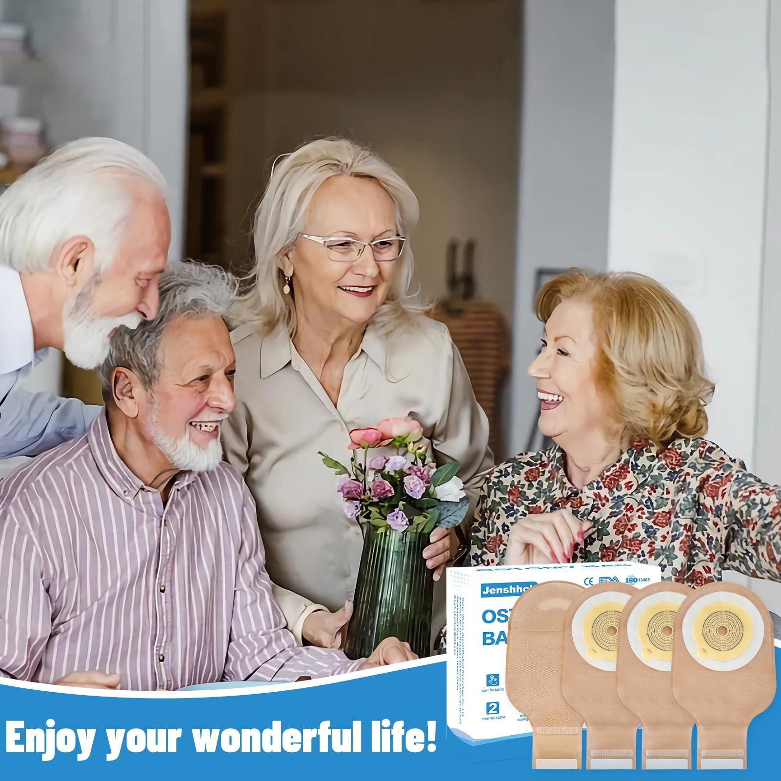 Jenshhch Jenshhch 22 PCS Colostomy Bags Ostomy Supplies, One Piece Drainable Ostomy Pouch for Adult with Closure, 15mm-60mm Cut-to-Fit Urostomy Bag, Ileostomy Supplies for Ileostomy Stoma Care