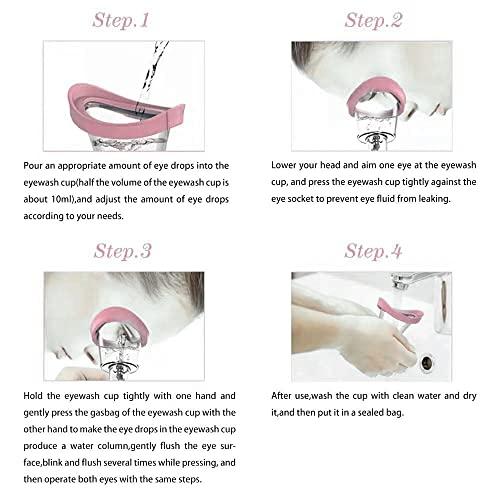 CANIPHA Eye Wash Cup,Eye Wash Cleaner Kit Silicon Manual Air Pressure Eye Cleaning Cup Tool Effective Eye Rinse Clean Dust Makeup Irritants,Transparent with Storage Container Eye Cup Soothing Tired Eyes(Pink)