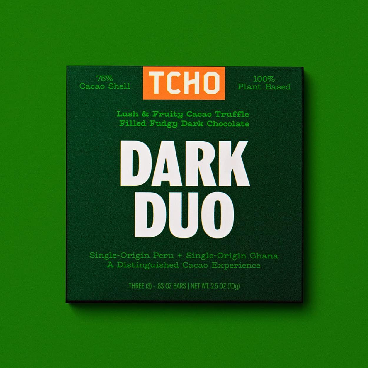 TCHO TCHO Dark Duo 75% Dark Chocolate Bars (5 pack) | Plant Based, Organic & Fair Trade, | Non GMO, Non-Dairy, Vegan Chocolate, Soy Free (2.5oz each)