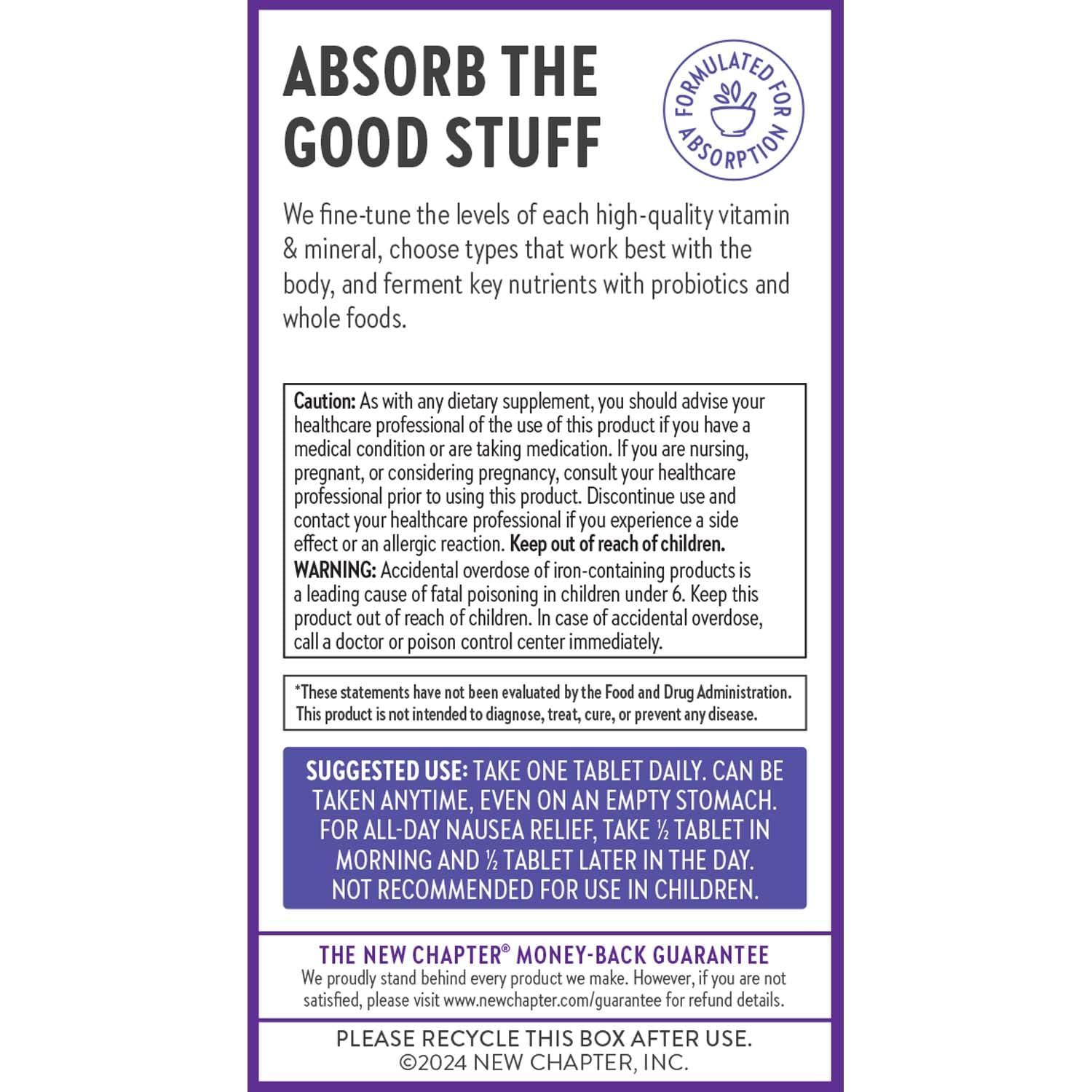 New Chapter New Chapter Prenatal Vitamins, One Daily Prenatal Multivitamin Enhanced for Age 35+ with Methylfolate + Choline for Healthy Mom & Baby, Gluten Free & Non-GMO- 30 ct