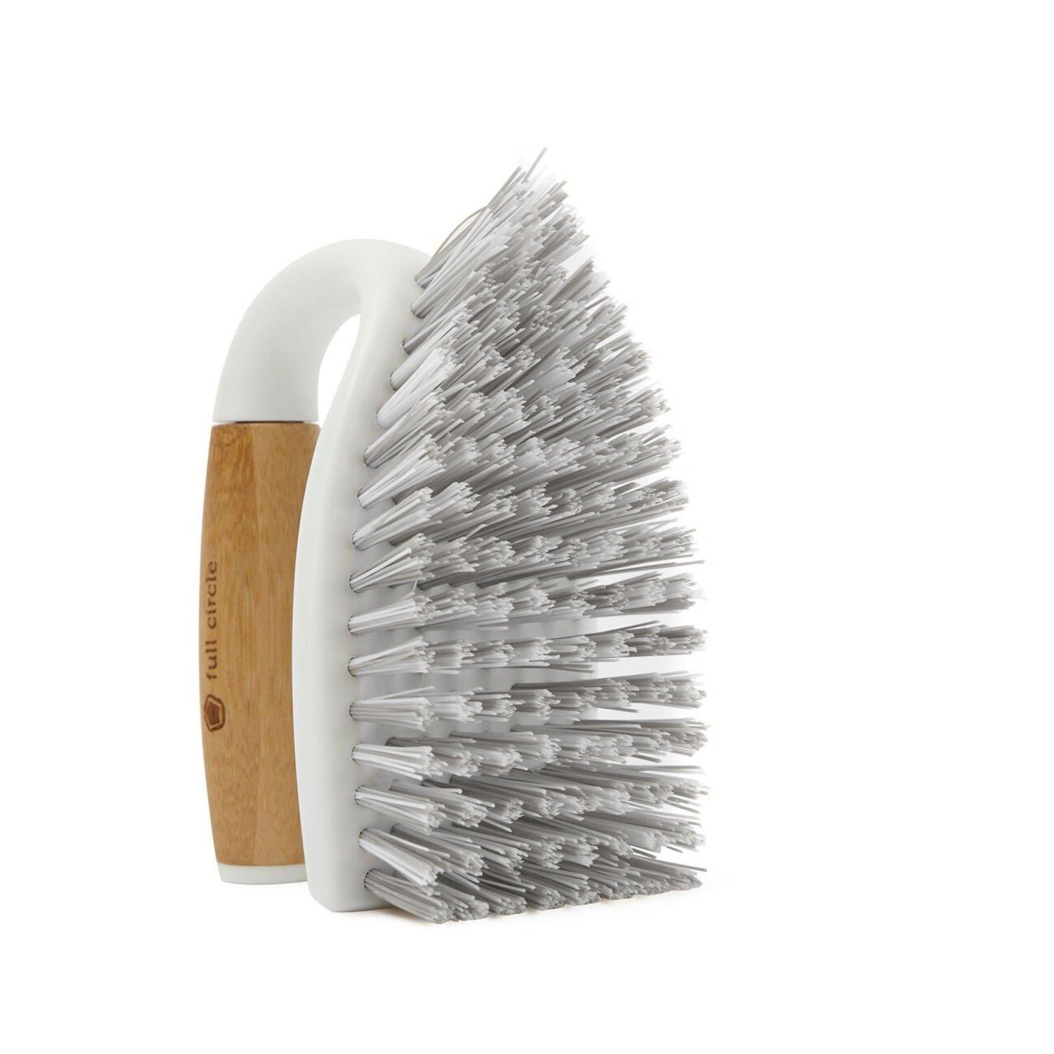 Full Circle Full Circle and Brush Set, White Tiny Team Mini Dustpan & Tough Stuff All-Purpose Scrub Brush, White 4.45\" x 5.12\" x 3.82\"