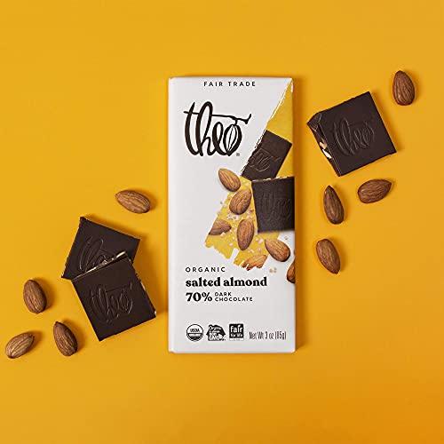 THEO Theo Chocolate Salted Almond Organic Dark Chocolate Bar, 70% Cacao, 1 Bar | Vegan, Fair Trade