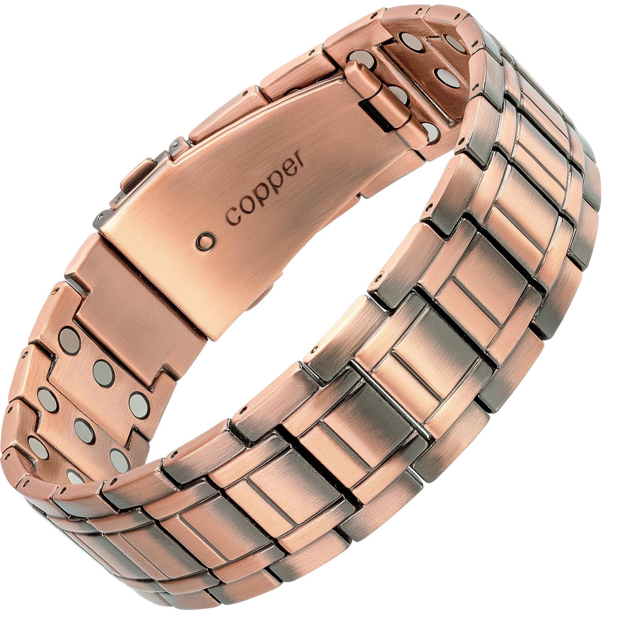 MagnetRX MagnetRX 3x Strength Copper Bracelet  99.9% Pure Copper Bracelets for Men with Magnets  Premium Foldover Clasp and Adjustable Length with Included Sizing Tool (Stealth)