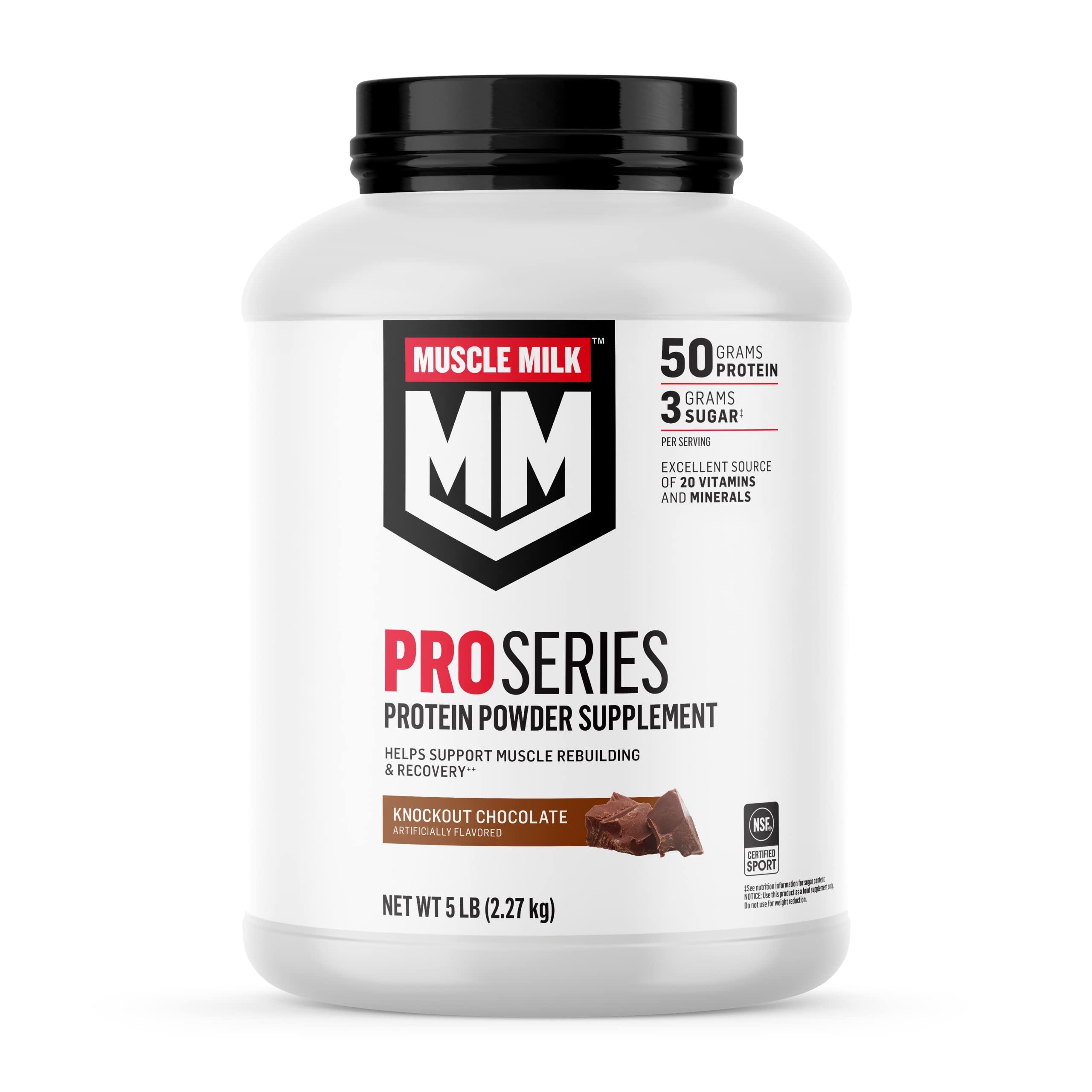 Muscle Milk Muscle Milk Pro Series Protein Powder Supplement, Knockout Chocolate, 5 Pound & Pro Advanced Nutrition Protein Shake, Knockout Chocolate