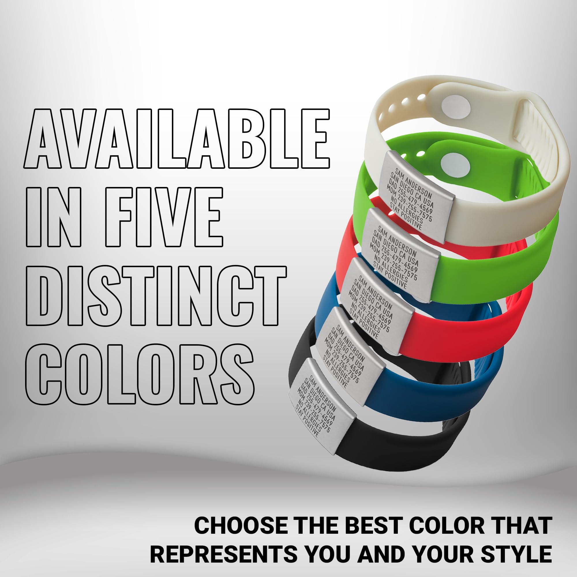 BRECK iD Sleek Wrist ID 22g Silicone Medical Bracelet, 1 Size Adjustable 6\"-8\" - Pin & Tuck Style Wristband, Bracelets for Men & Women, Road ID & Emergency ID Bracelet & Free Engraving